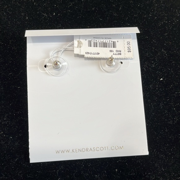 Kendra Scott Betty Silver Stud Earrings in White Kyocera Opal - Picture 5 of 5